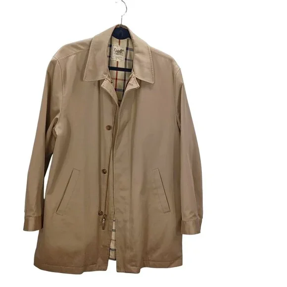 VTG Brooks Brothers Mens Med Classic Car Coat Chore Jacket Khaki/Plaid Hong Kong - Picture 3 of 13